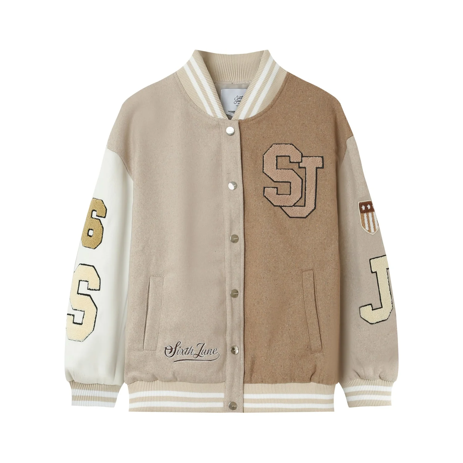 Veste universitaire bicolore Beige - Image 6