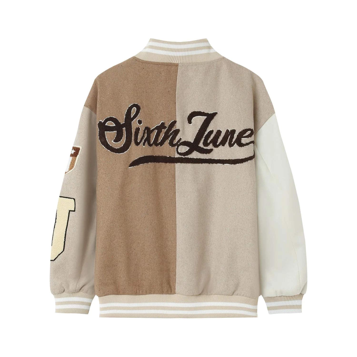 Veste universitaire bicolore Beige - Image 7