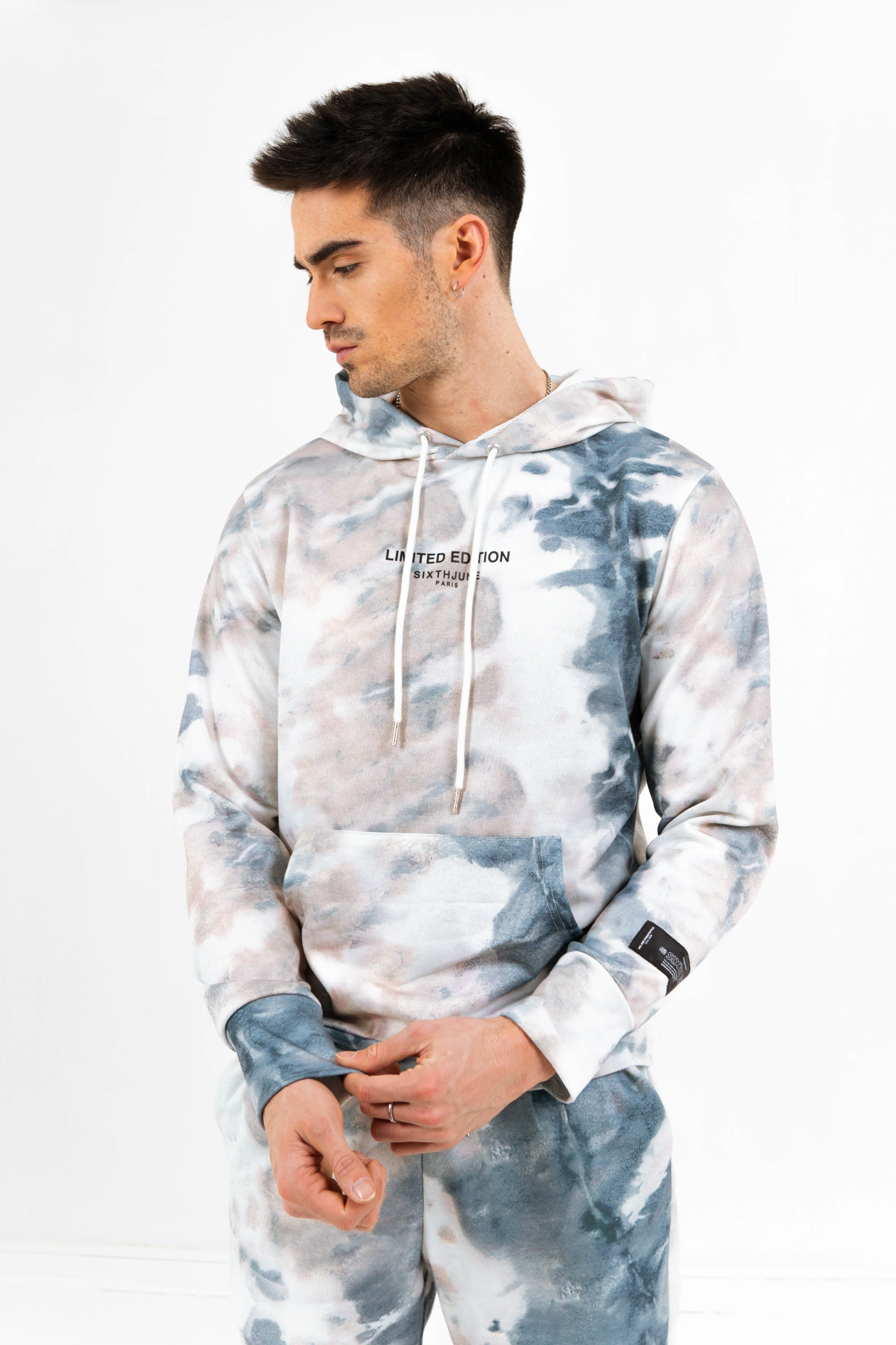 Sweat capuche tie dye Limited Edition Bleu clair