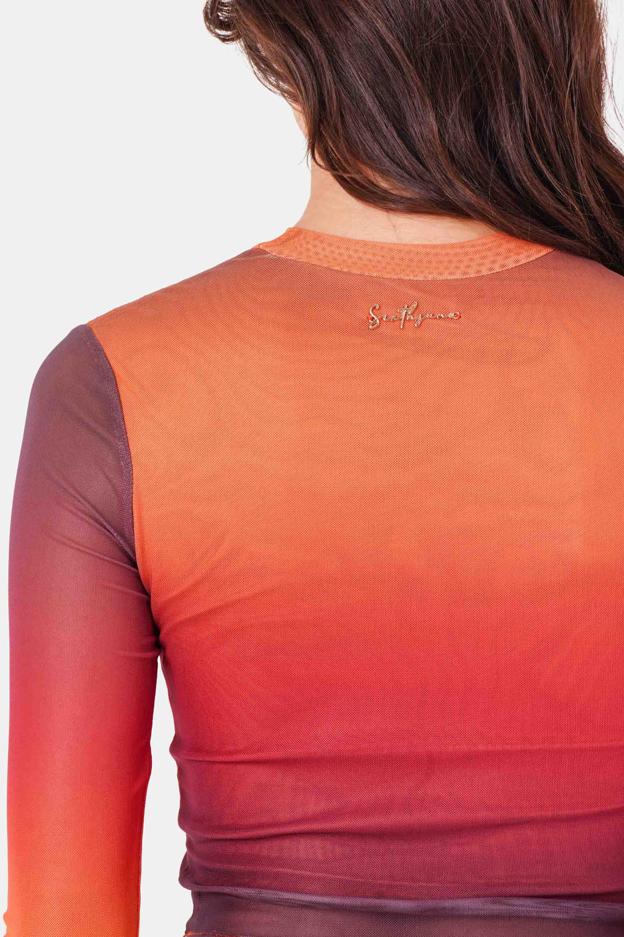 Top mesh manches longues Rouge bordeaux - Image 3