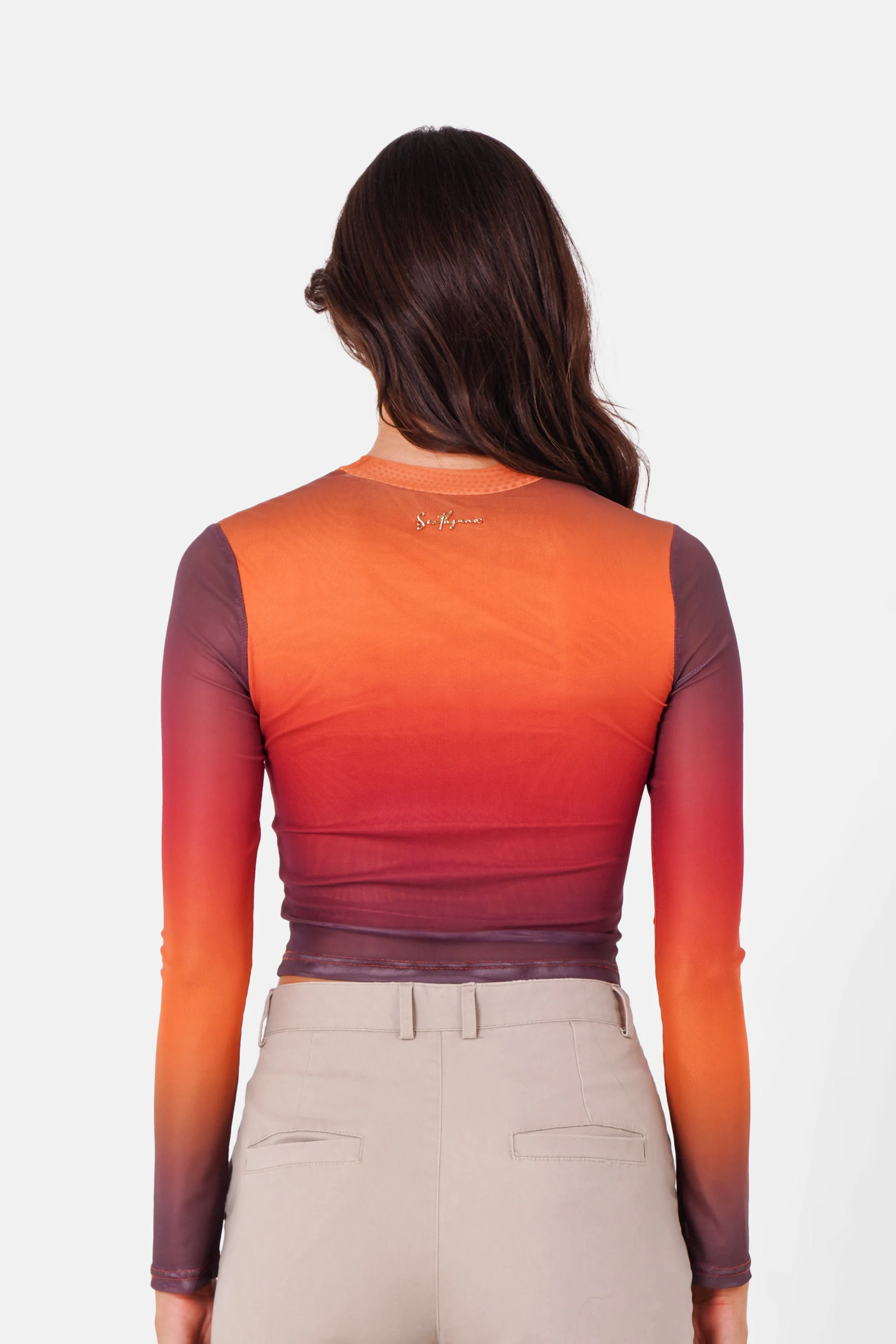 Top mesh manches longues Rouge bordeaux - Image 5