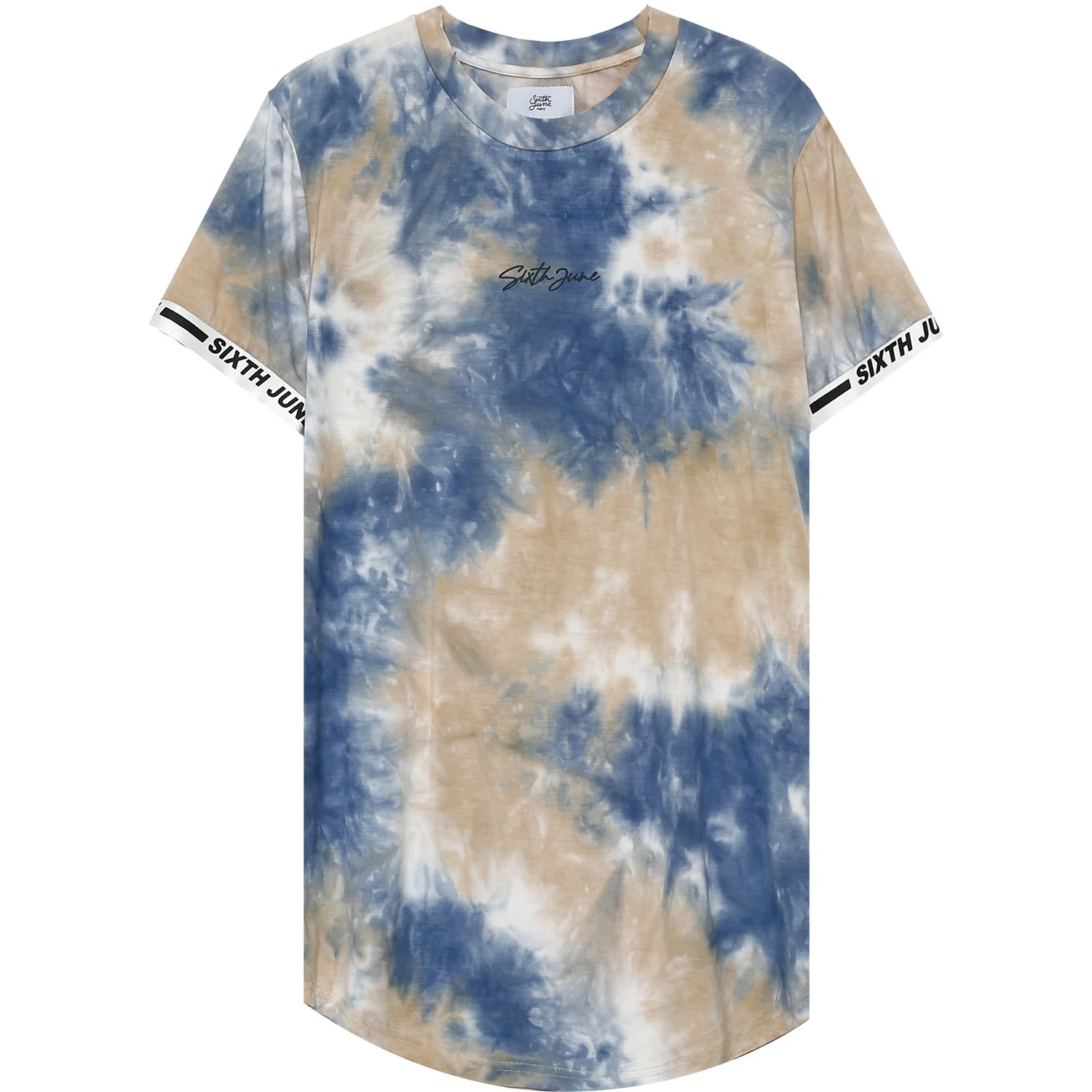 T-shirt tie dye élastique bleu beige