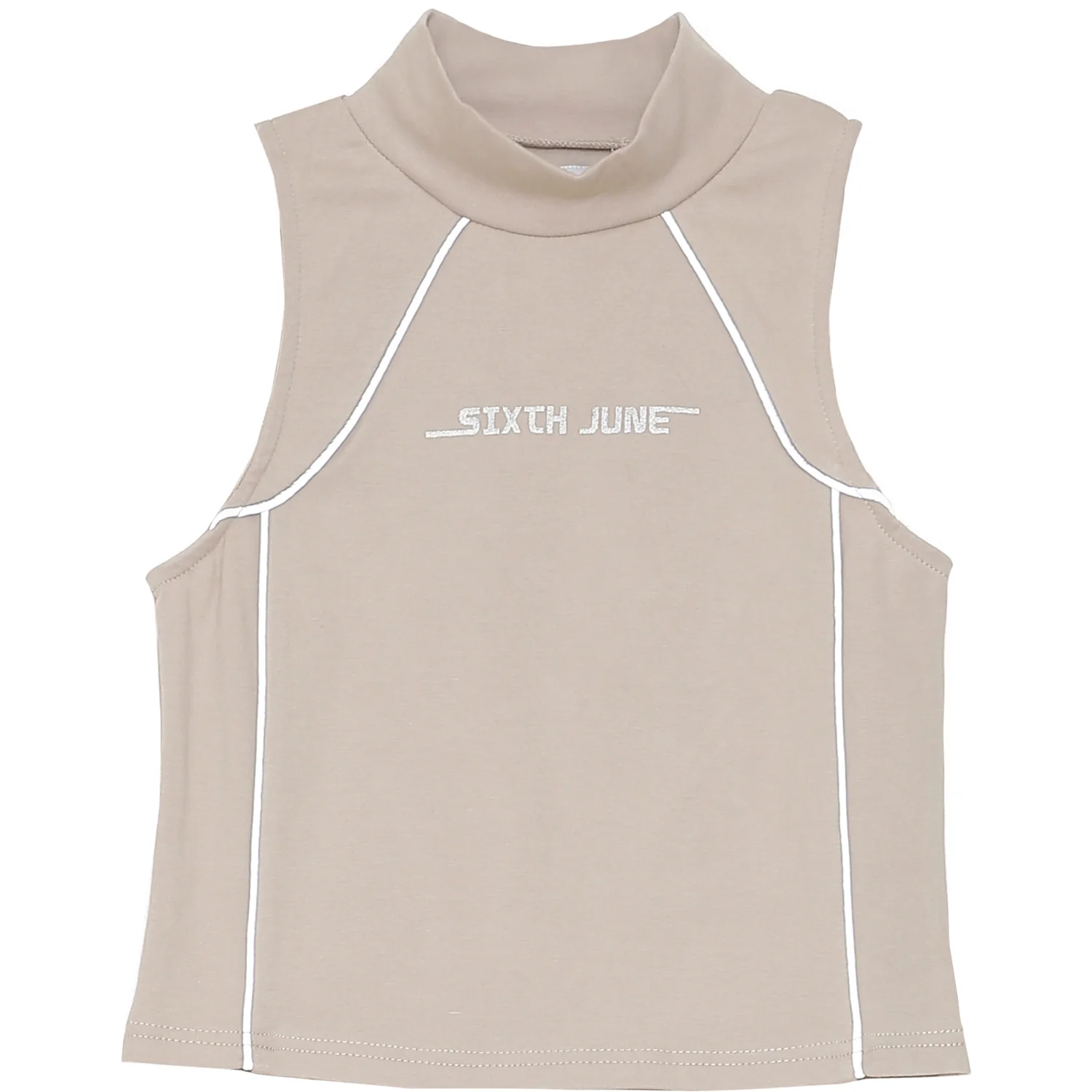 Top réfléchissant liseré logo beige