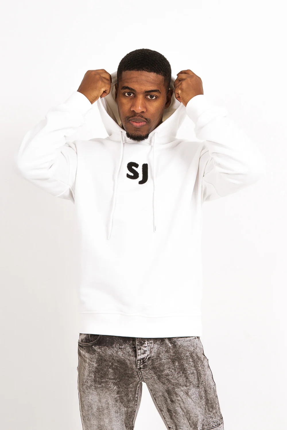 Sweat capuche tissé SJ Blanc