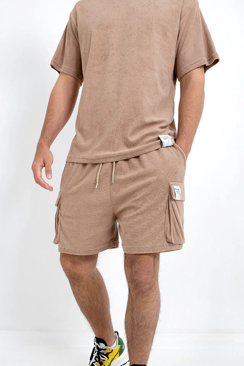 Short tissu bouclette Beige foncé