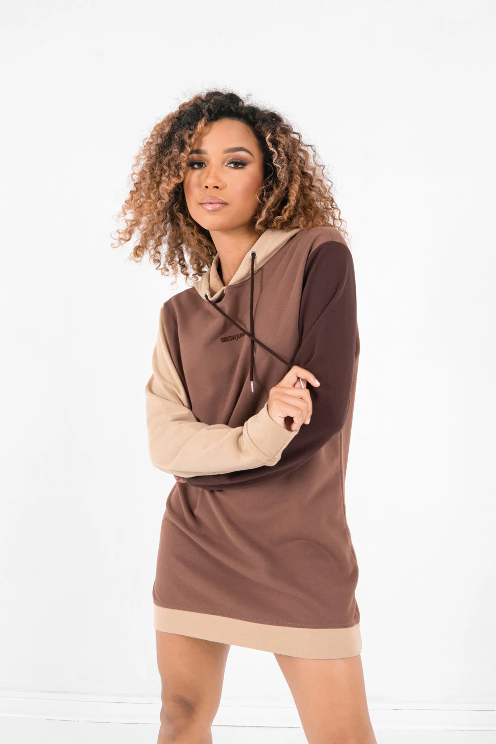 Robe sweat tricolore Marron