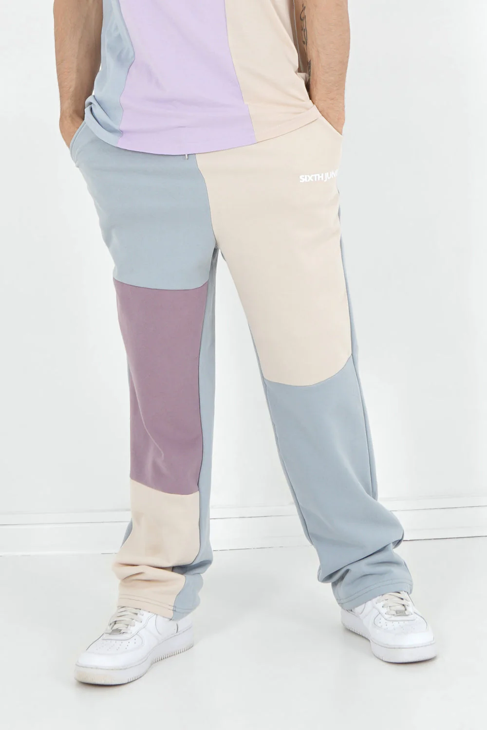 Jogging droit tricolore Multicolore