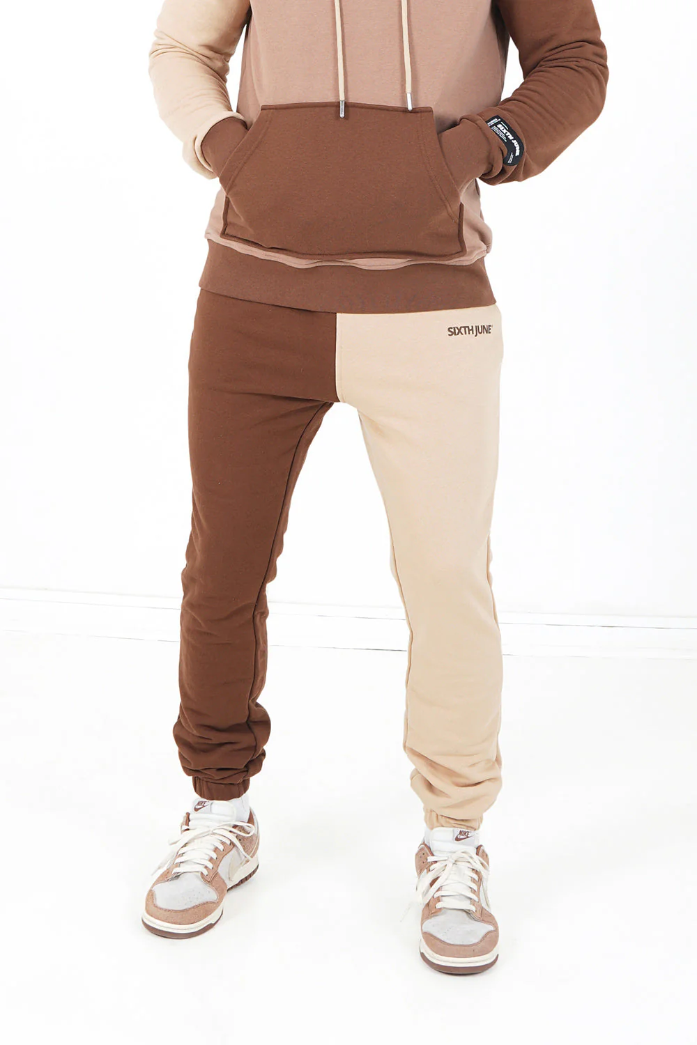 Jogging bicolore logo Marron