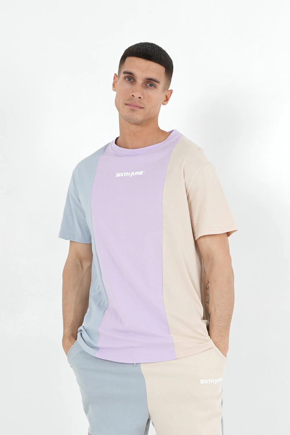 T-shirt tricolore logo Multicolore