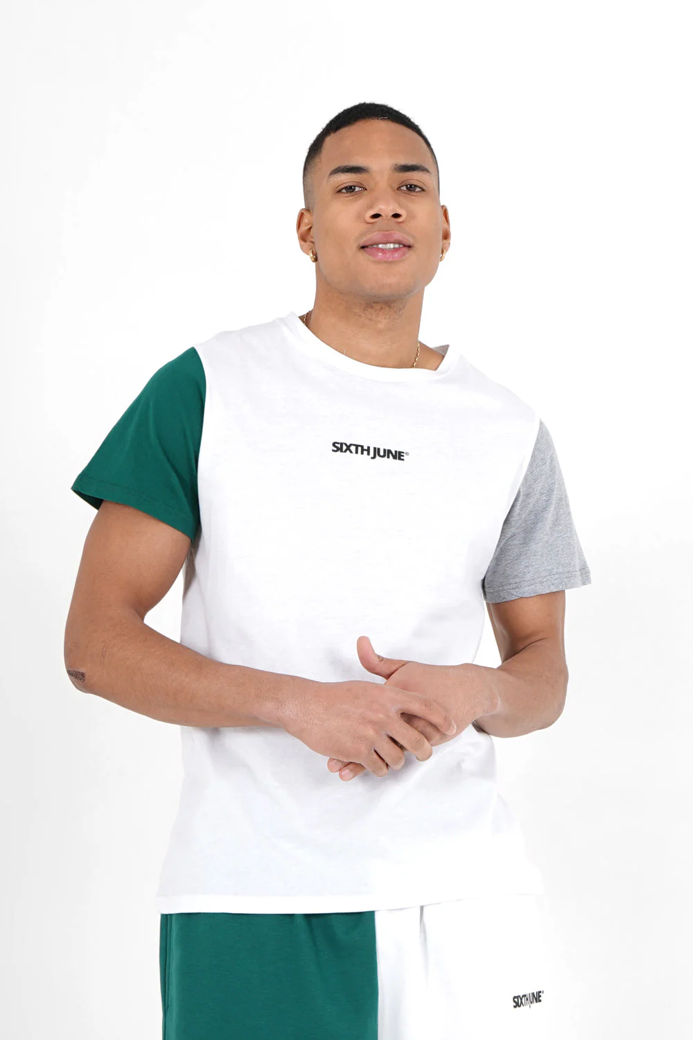T-shirt tricolore imprimé Blanc