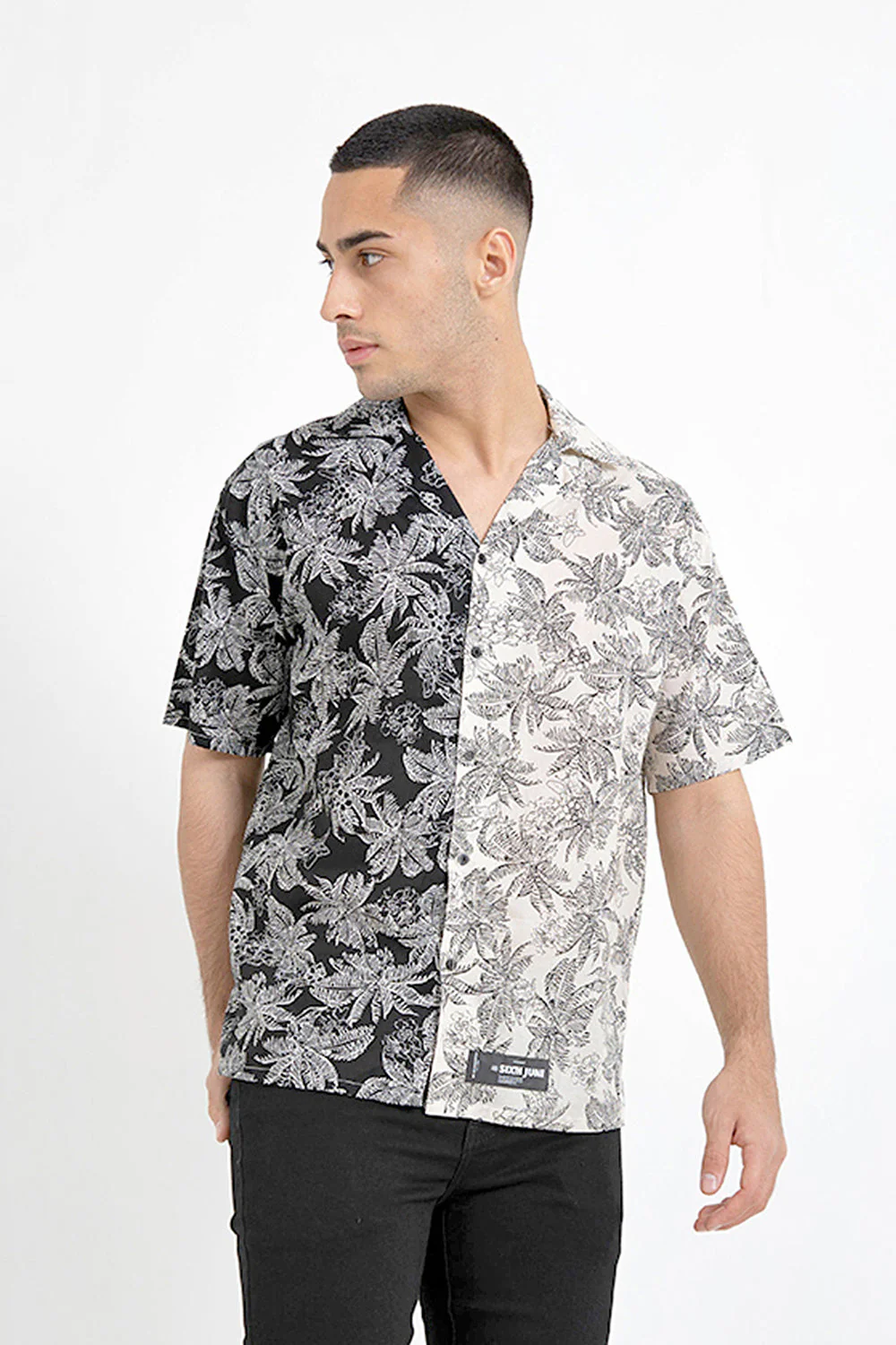 Chemisette bicolore tropical Noir Beige