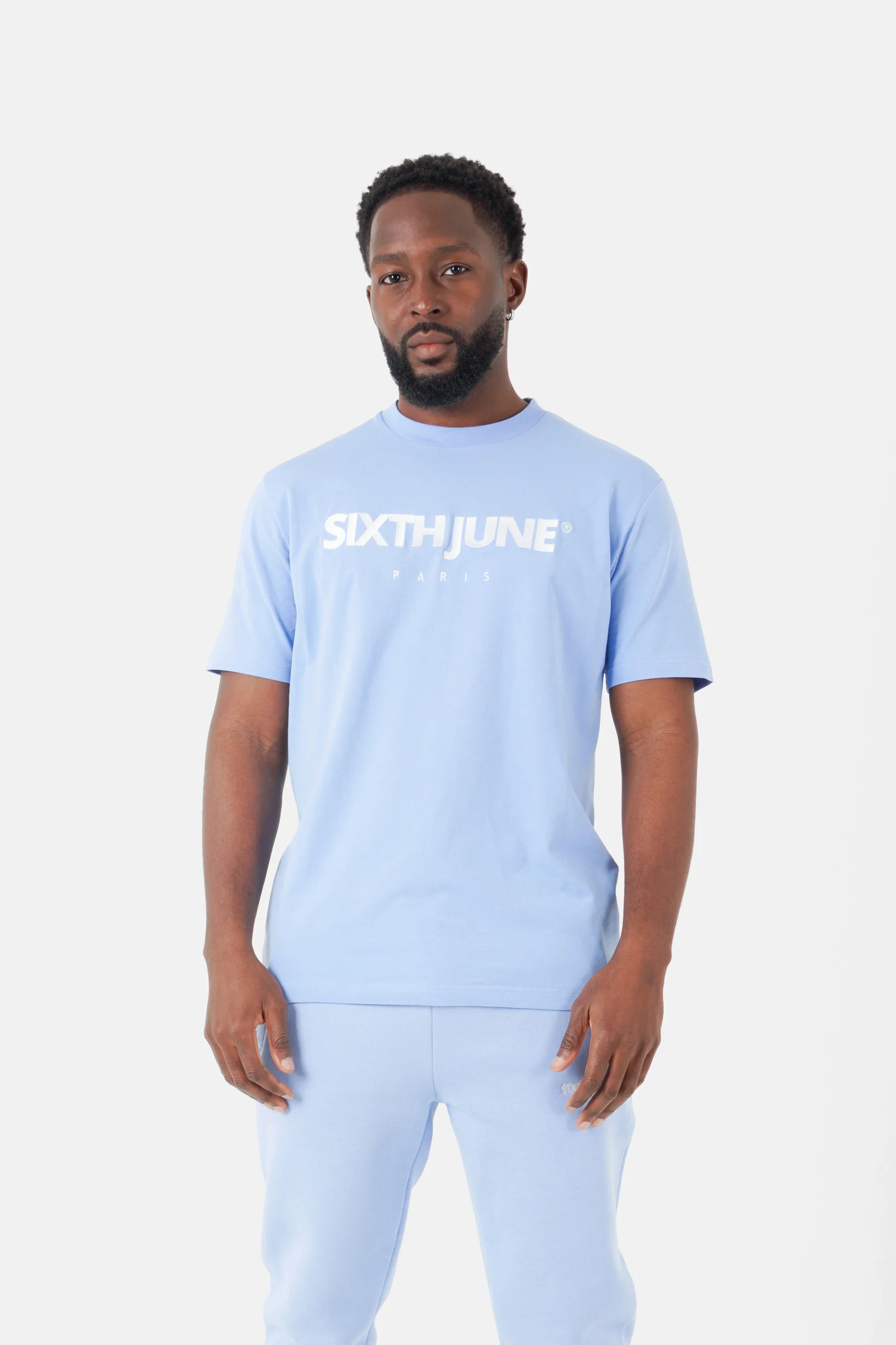 T-shirt broderie logo Paris Bleu clair