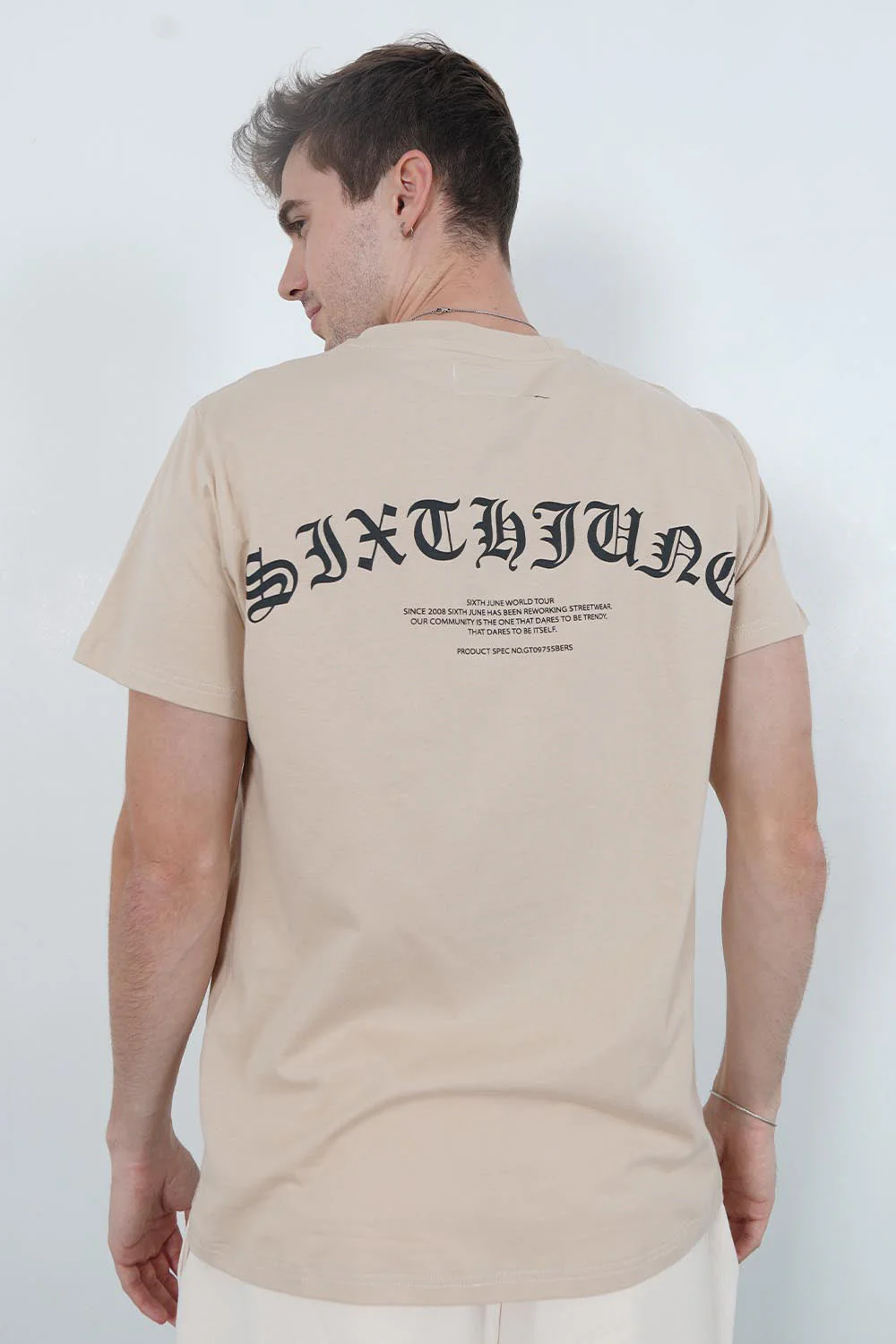 T-shirt logo gothique Beige