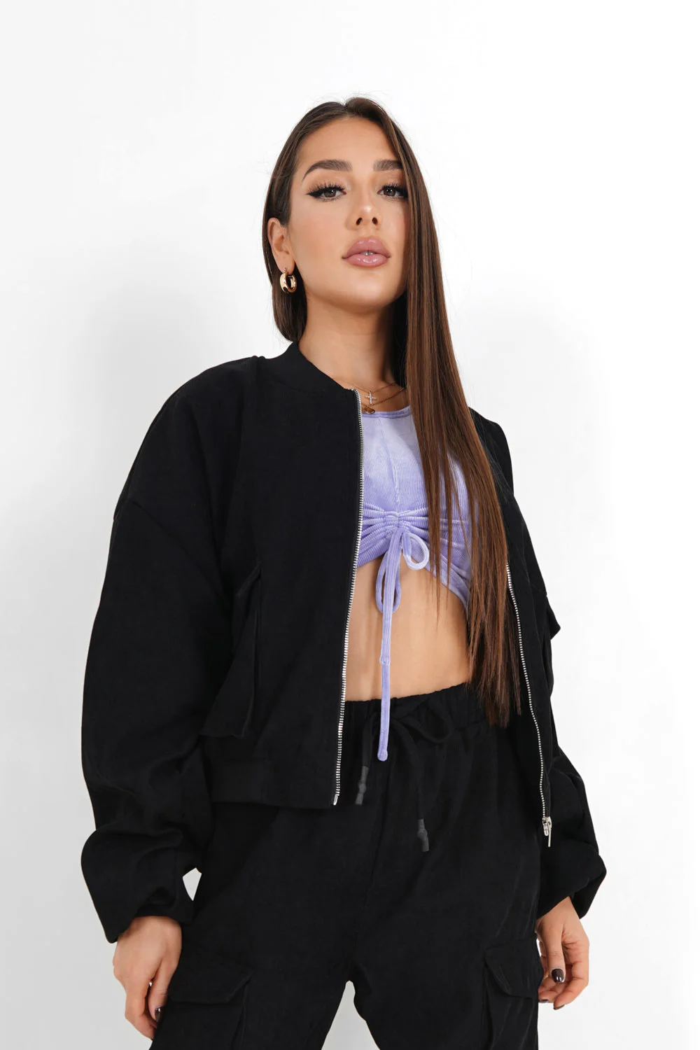 Veste bomber côtelé Noir