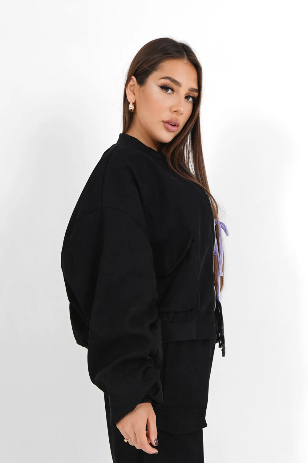 Veste bomber côtelé Noir - Image 4