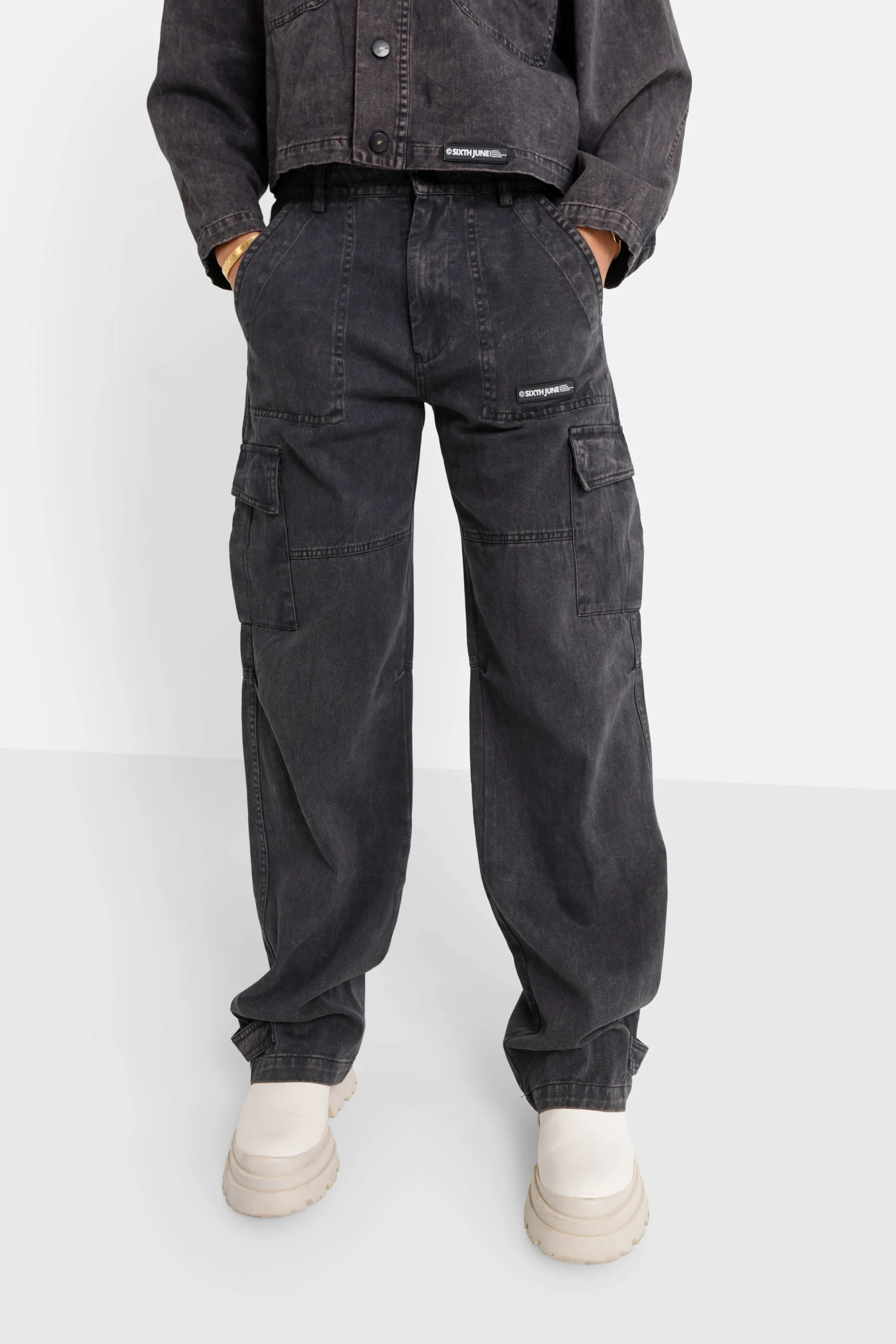 Pantalon utilitaire délavé Noir