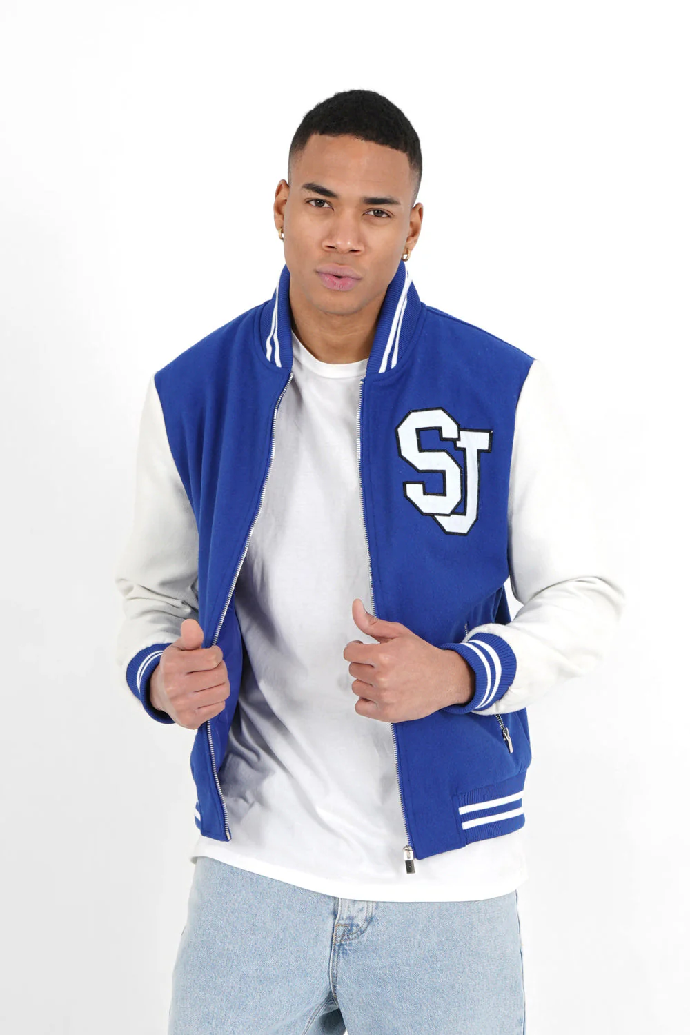 Veste teddy bicolore Bleu
