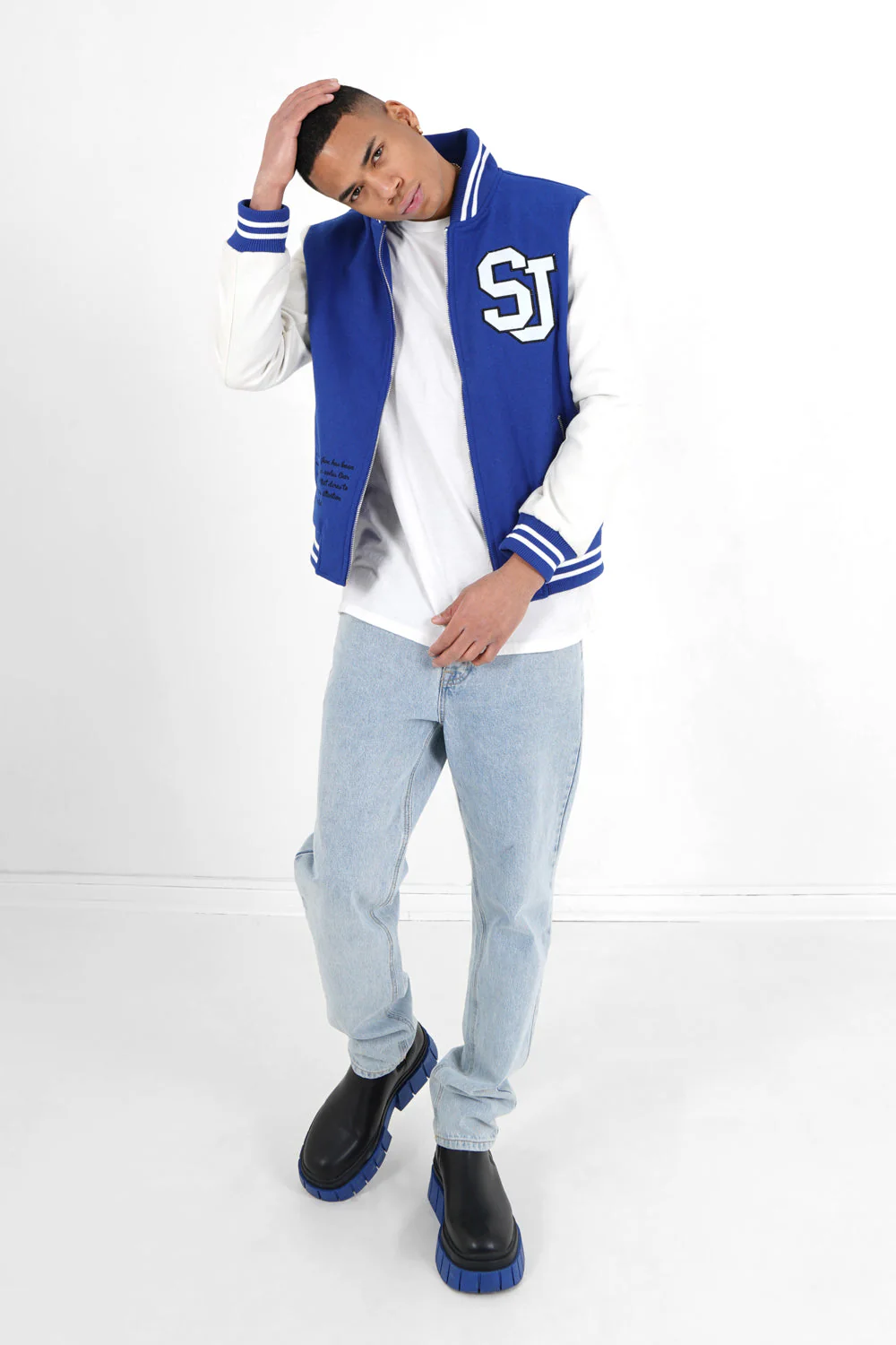 Veste teddy bicolore Bleu - Image 2