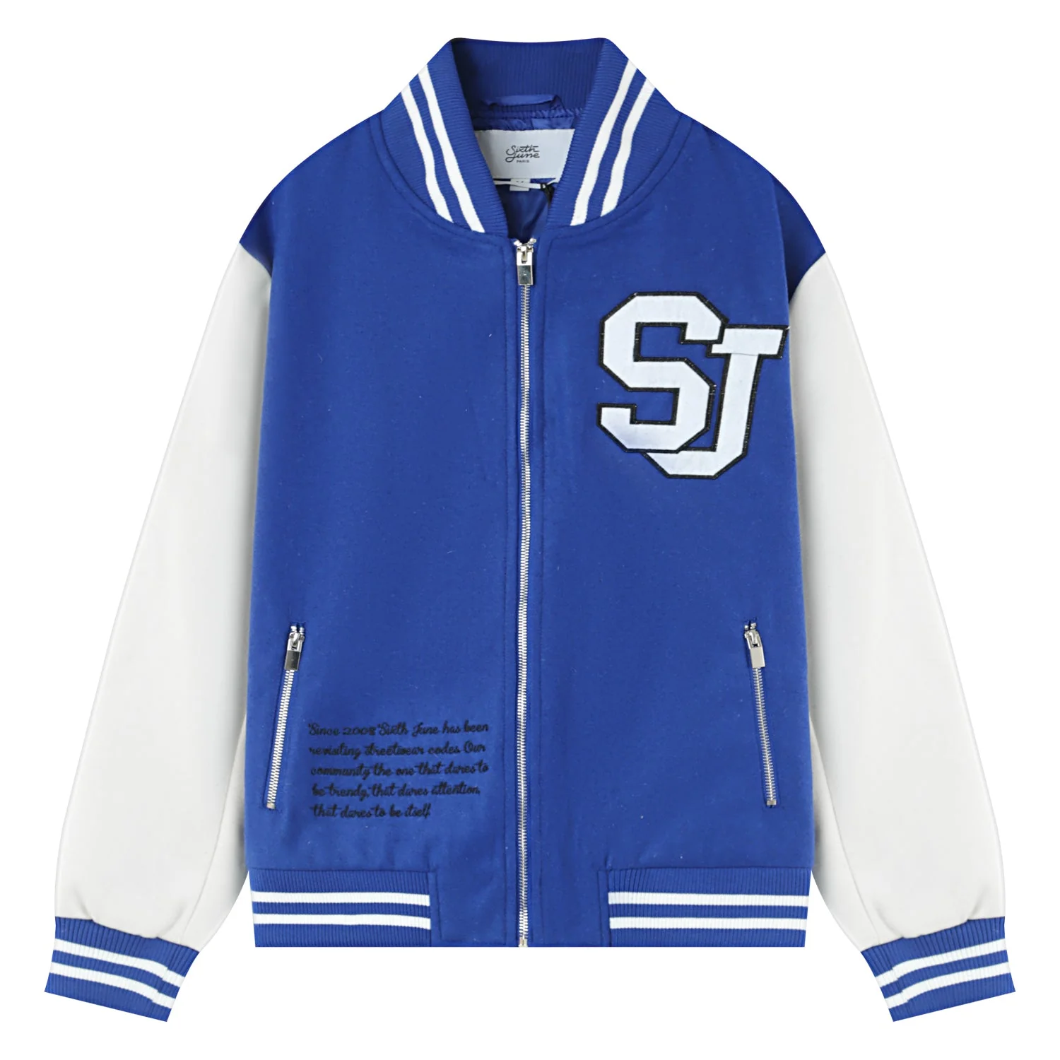 Veste teddy bicolore Bleu - Image 7