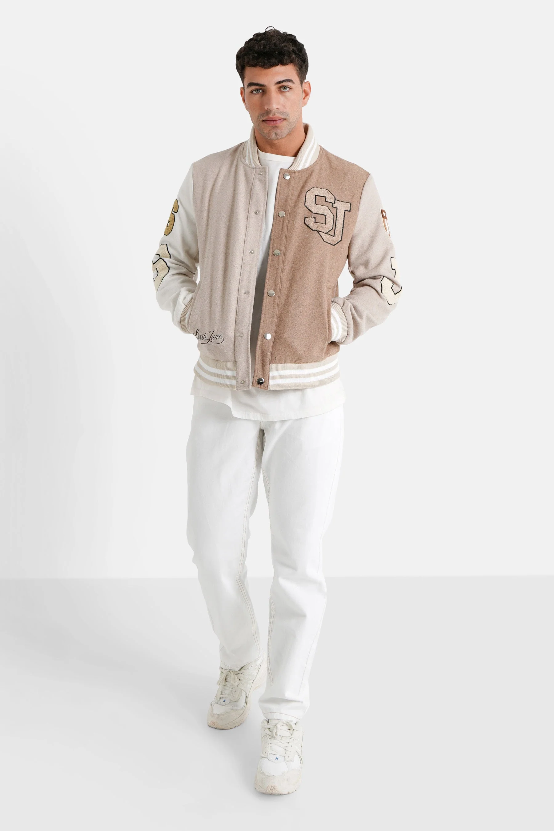 Veste bicolore brodée Beige - Image 2