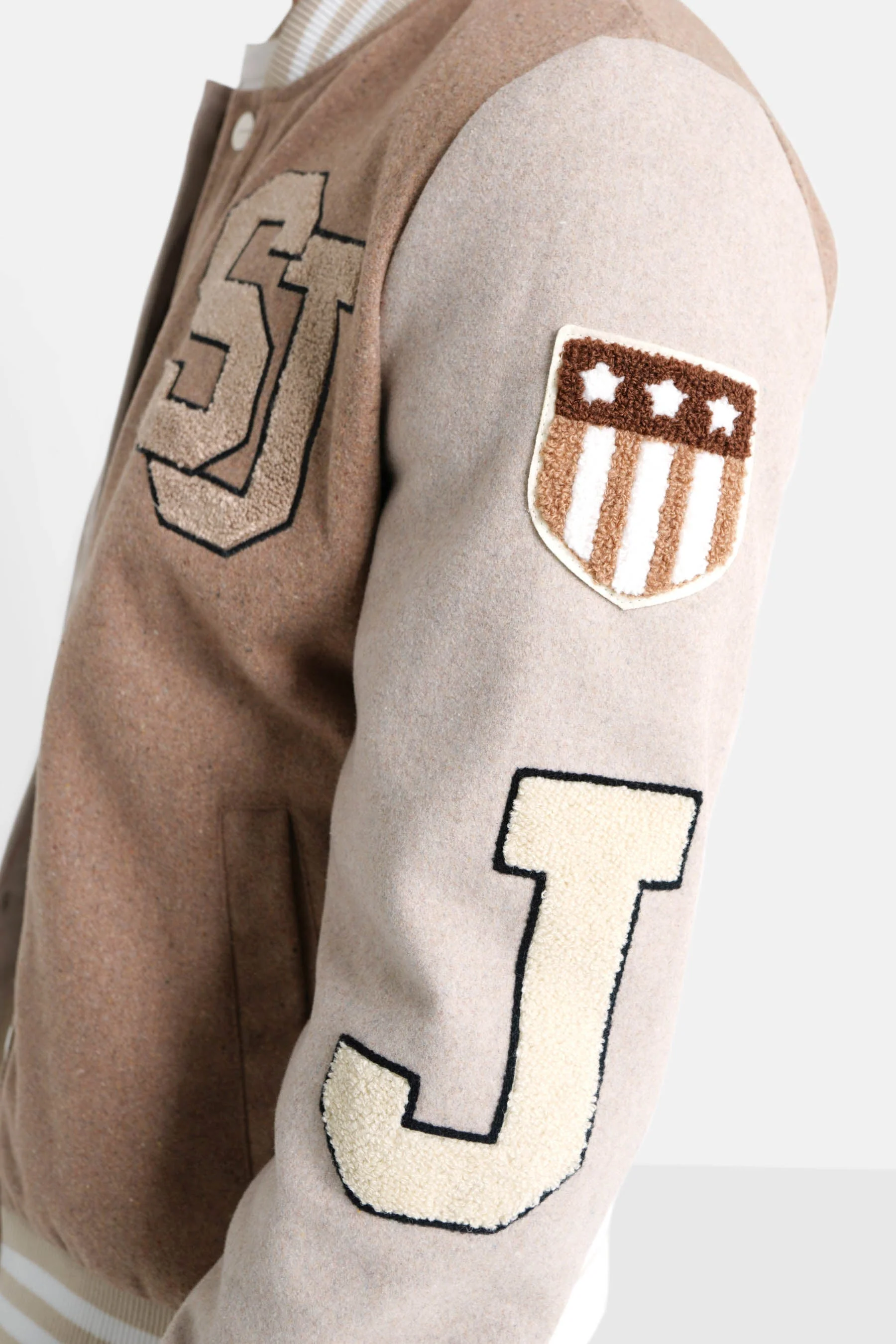Veste bicolore brodée Beige - Image 4