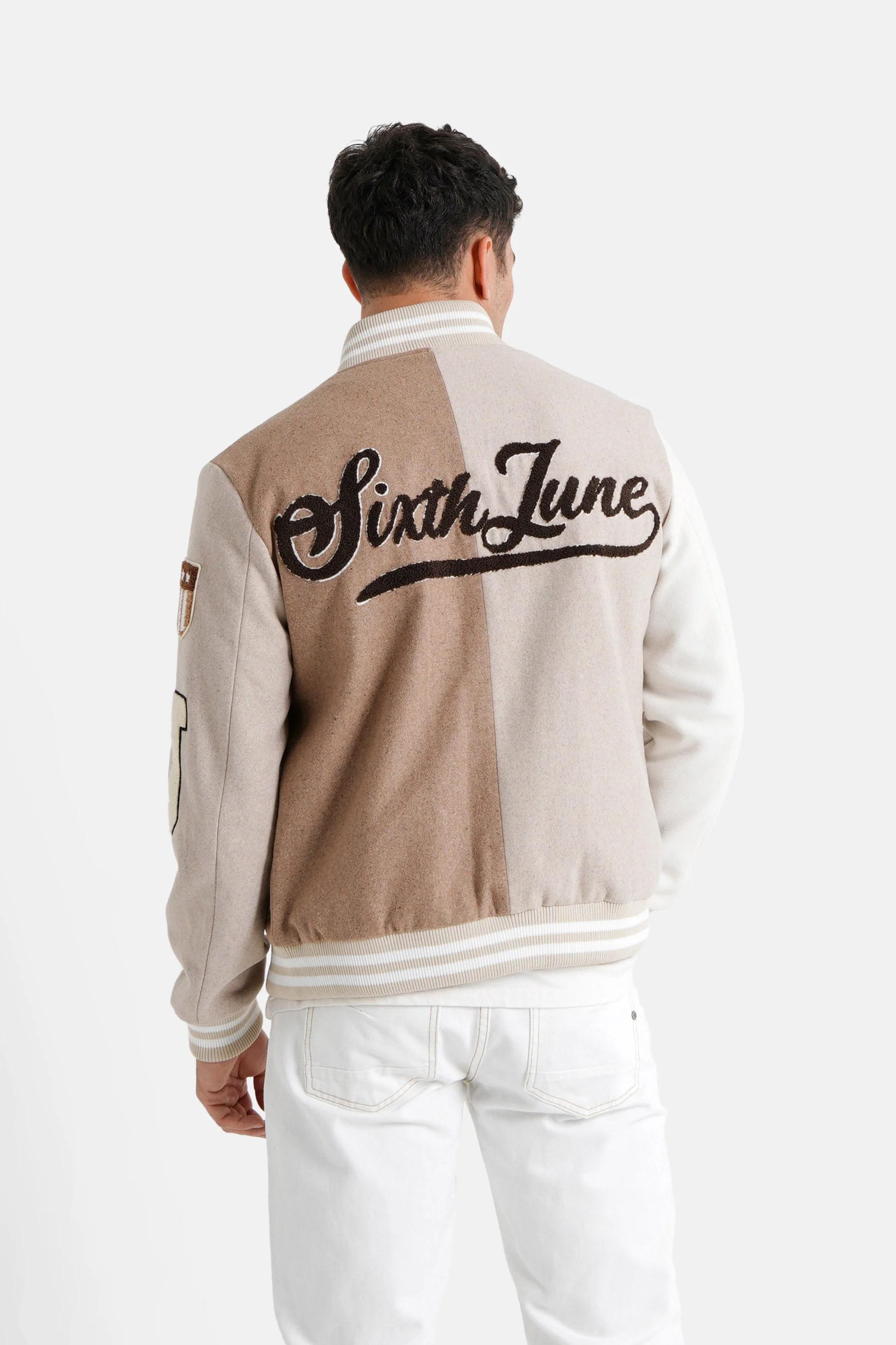 Veste bicolore brodée Beige - Image 5