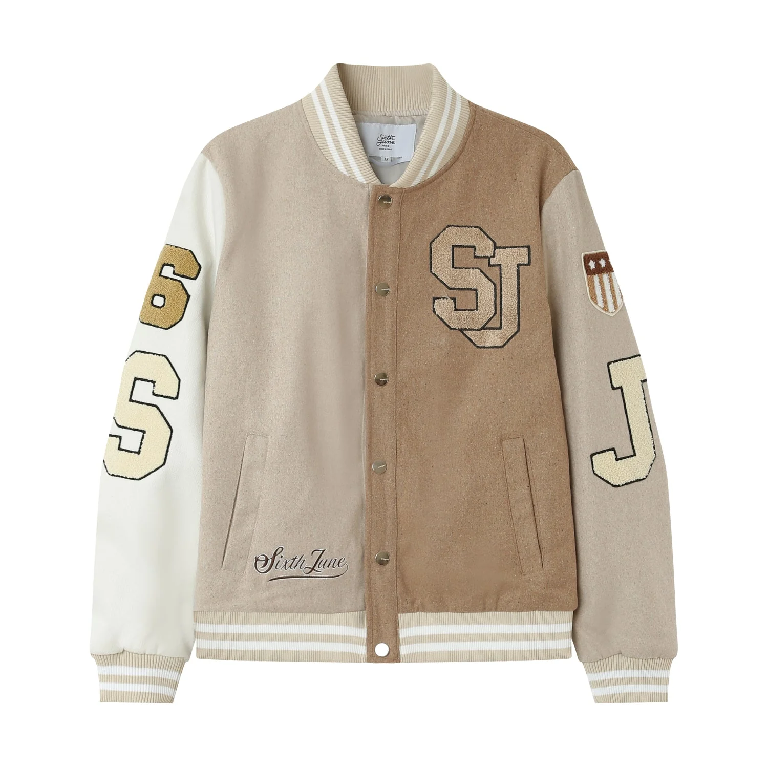 Veste bicolore brodée Beige - Image 6