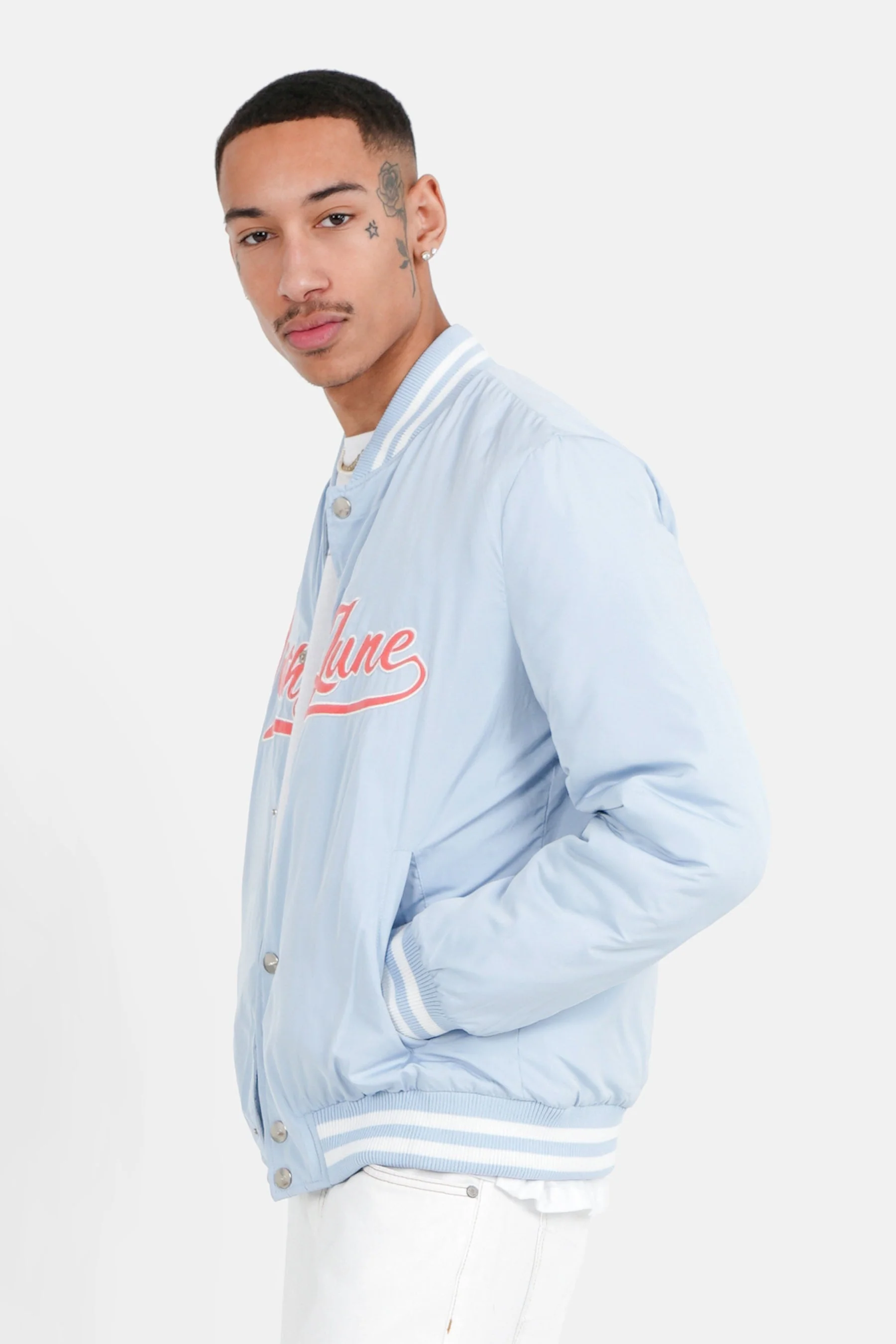 Veste universitaire brodé Bleu clair - Image 4