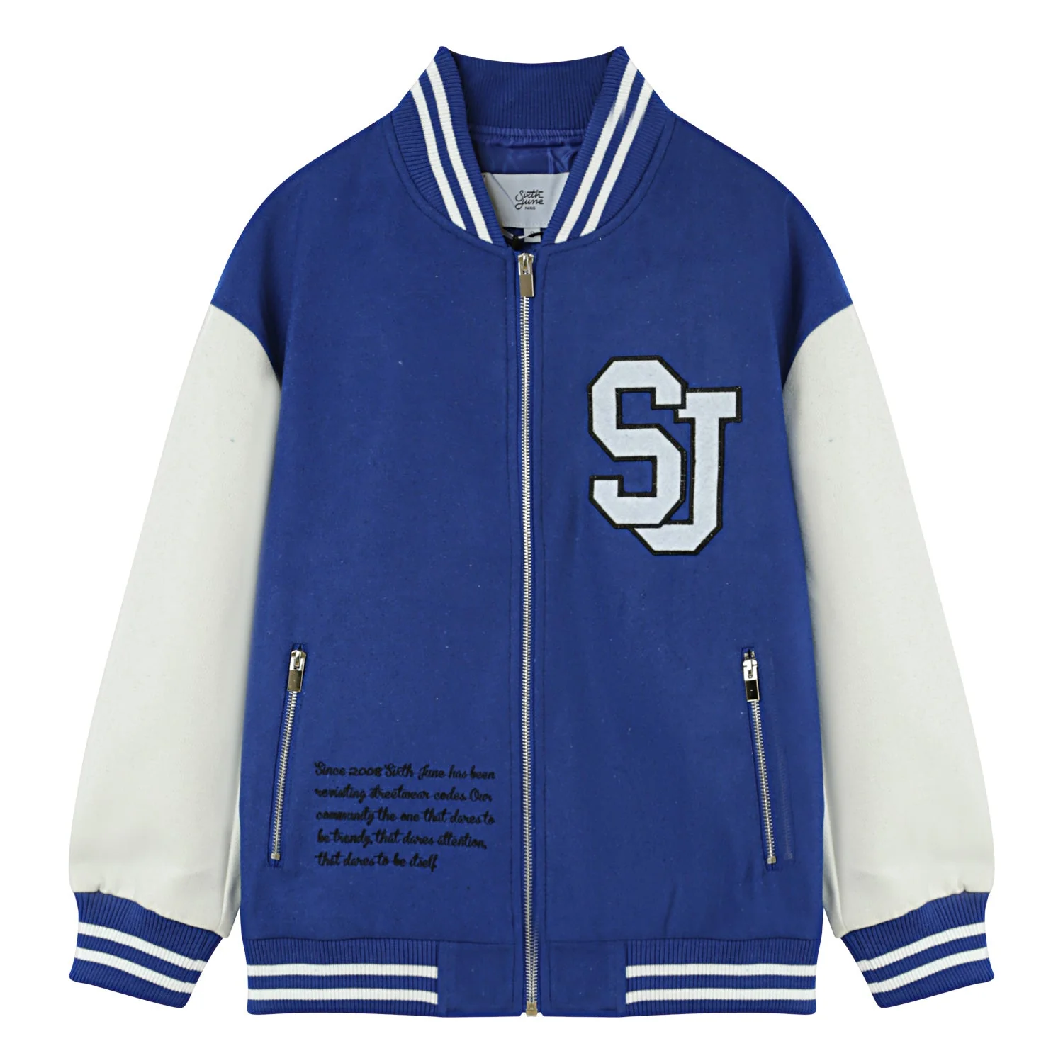 Veste teddy bicolore Bleu - Image 6