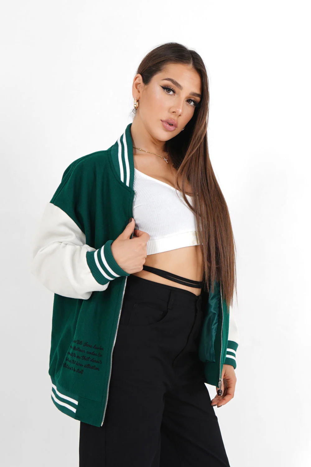 Veste teddy bicolore Vert foncé - Image 4