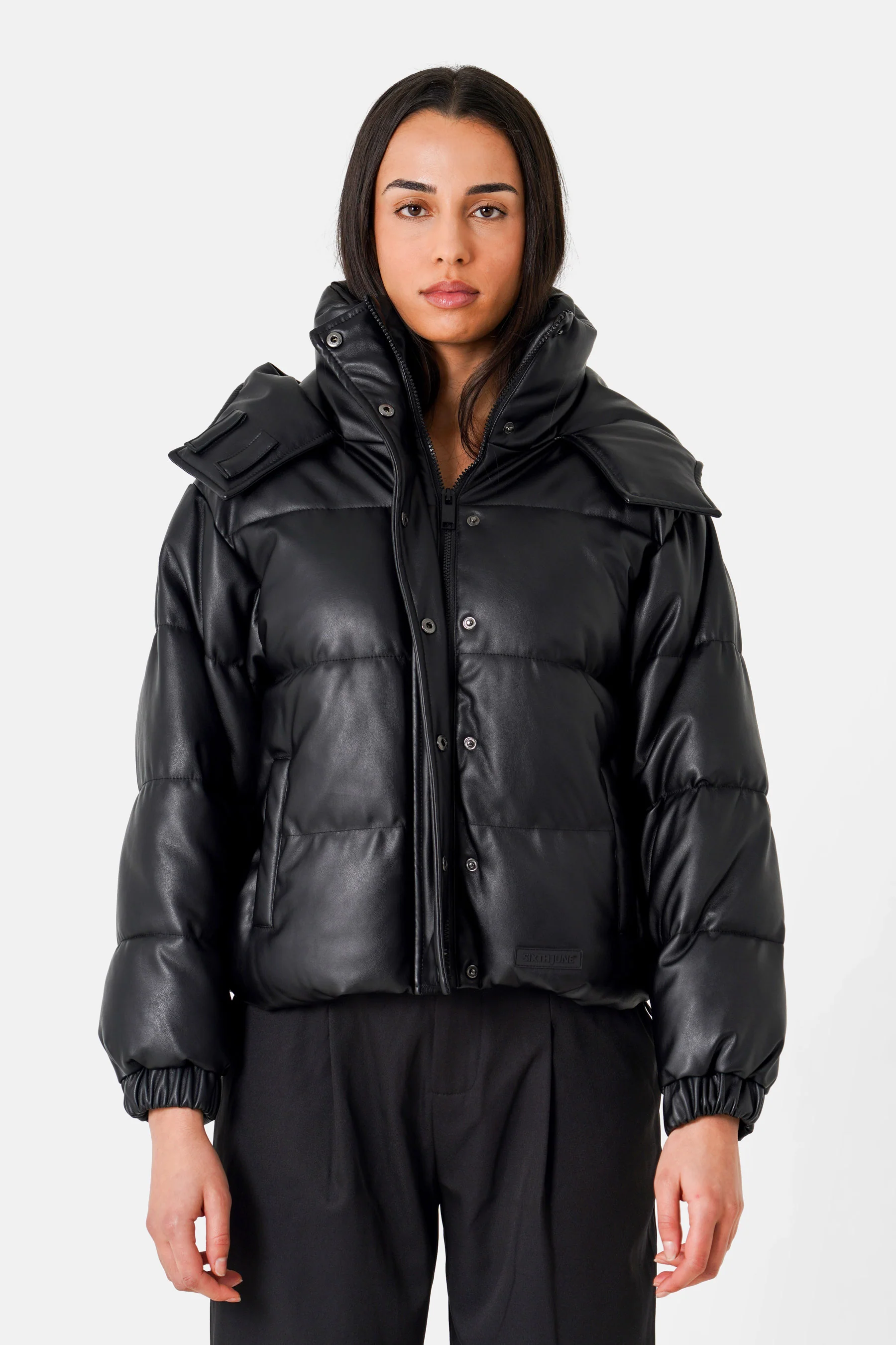 Doudoune simili cuir Noir
