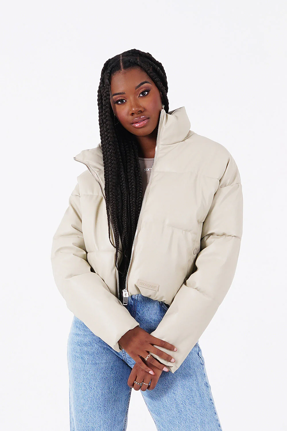 VEGAN leather puffer jacket