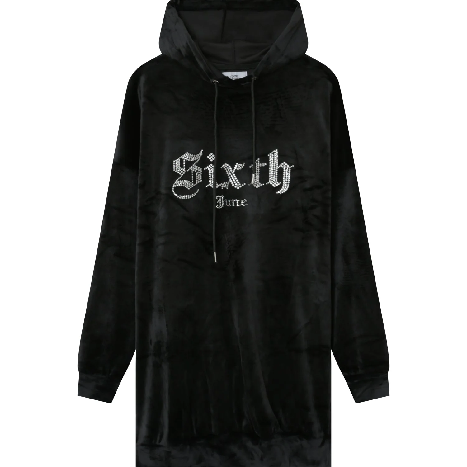 Robe sweat velours strass Noir - Image 6