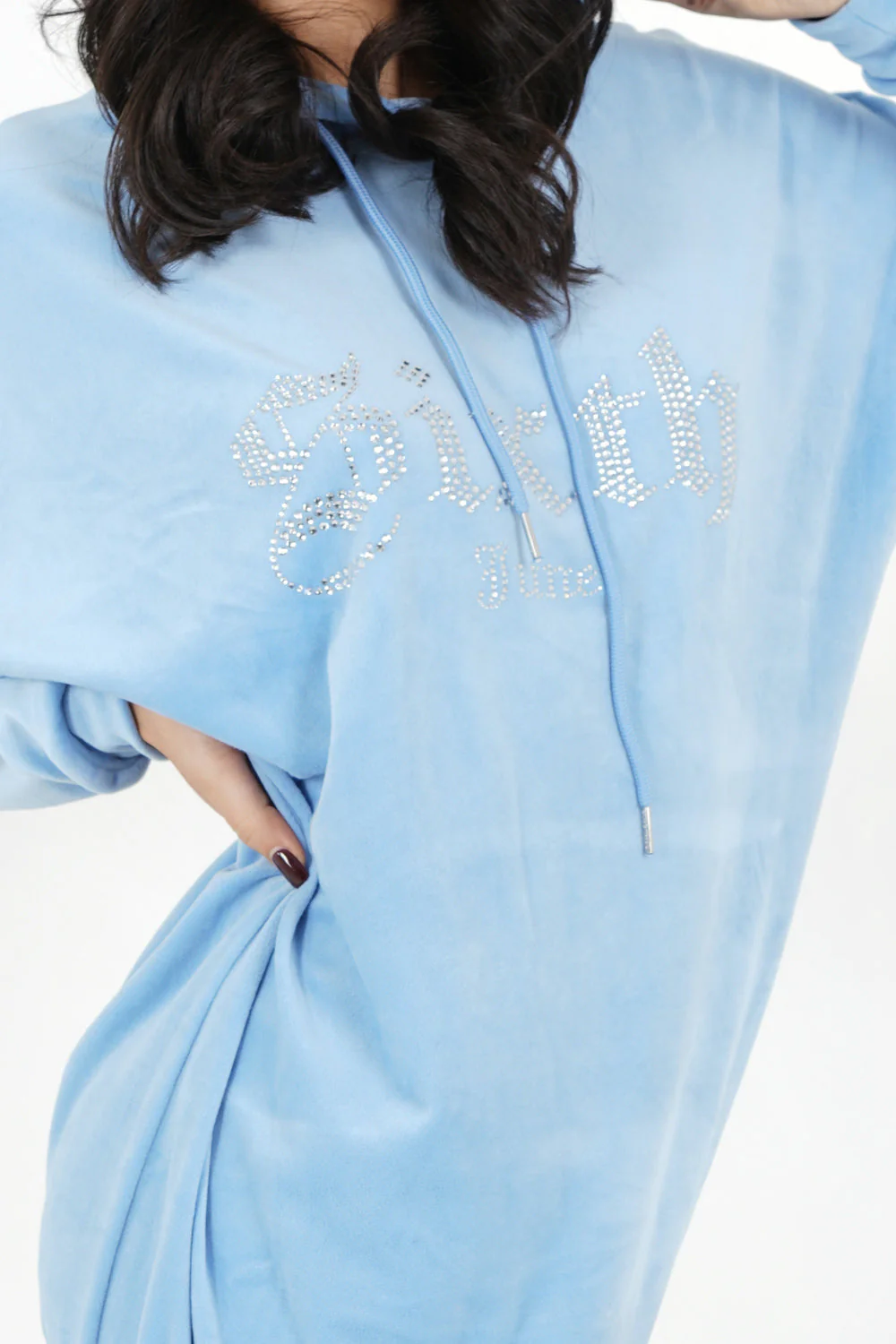 Robe sweat velours strass Bleu - Image 3