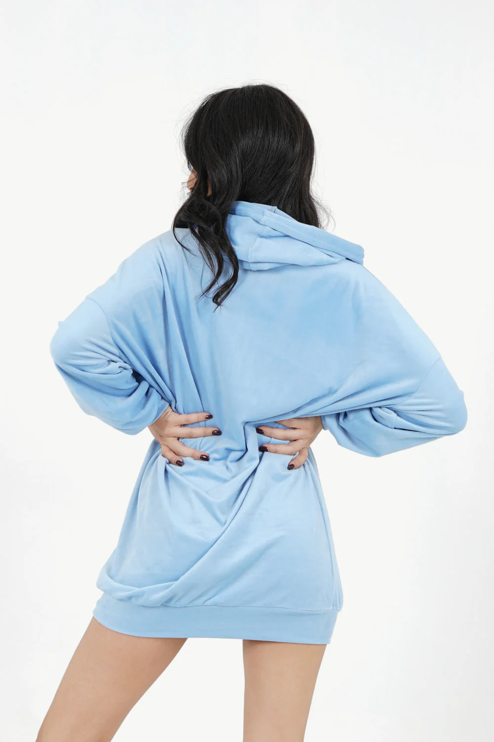 Robe sweat velours strass Bleu - Image 5
