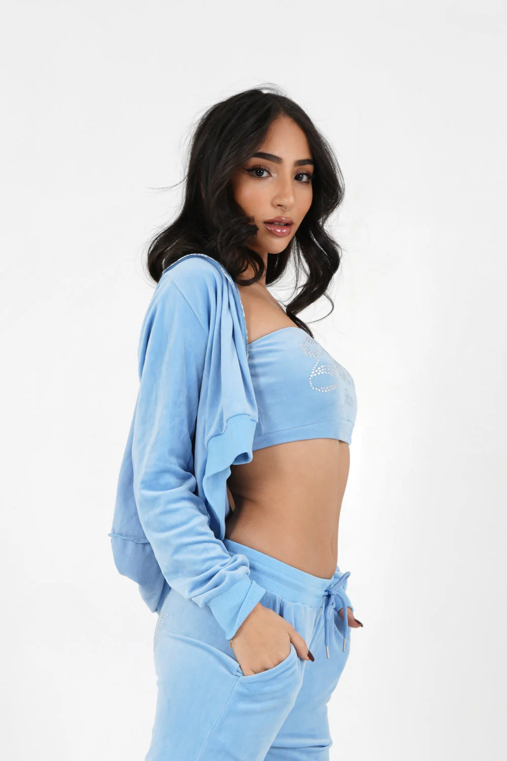 Gilet velours strass Bleu - Image 4