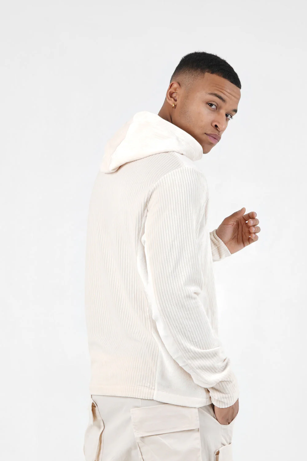 Sweat capuche velours Beige - Image 4