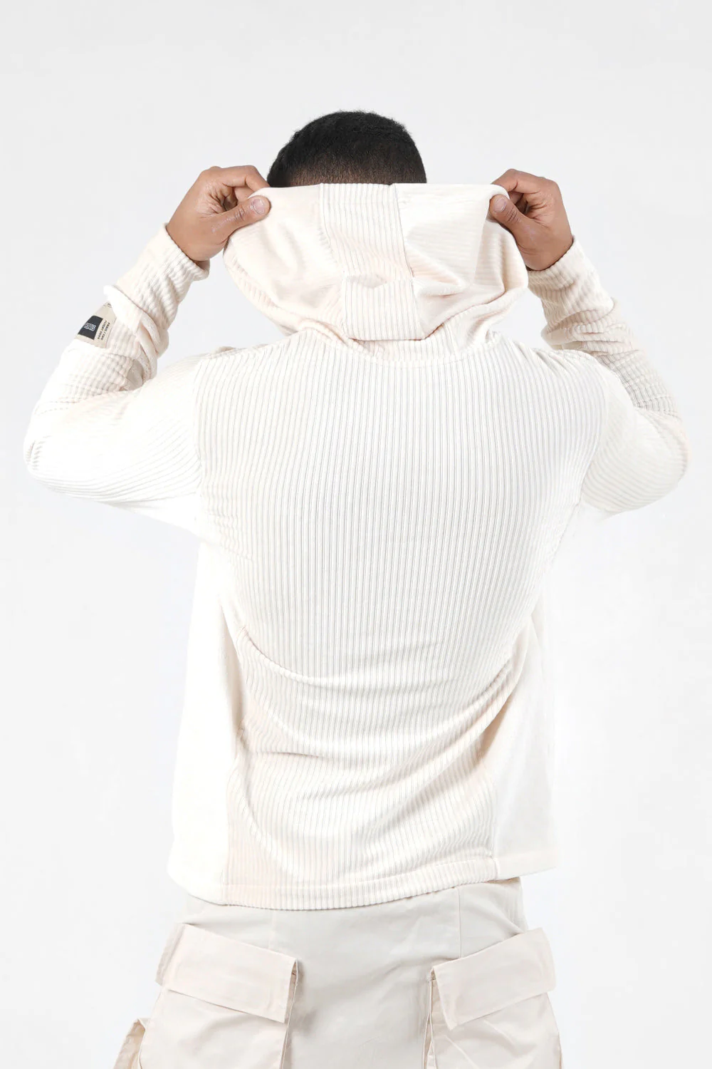 Sweat capuche velours Beige - Image 5