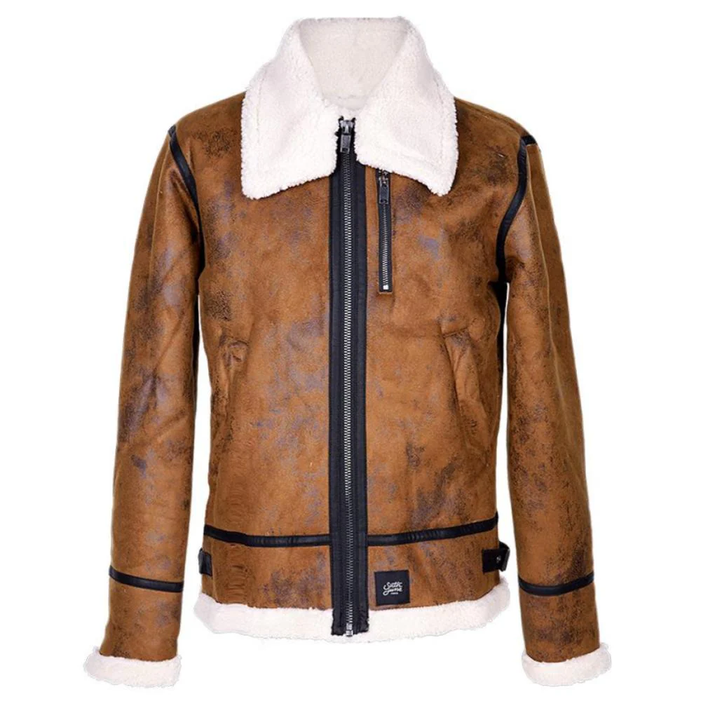Veste aviateur revers faux mouton Marron - Image 7
