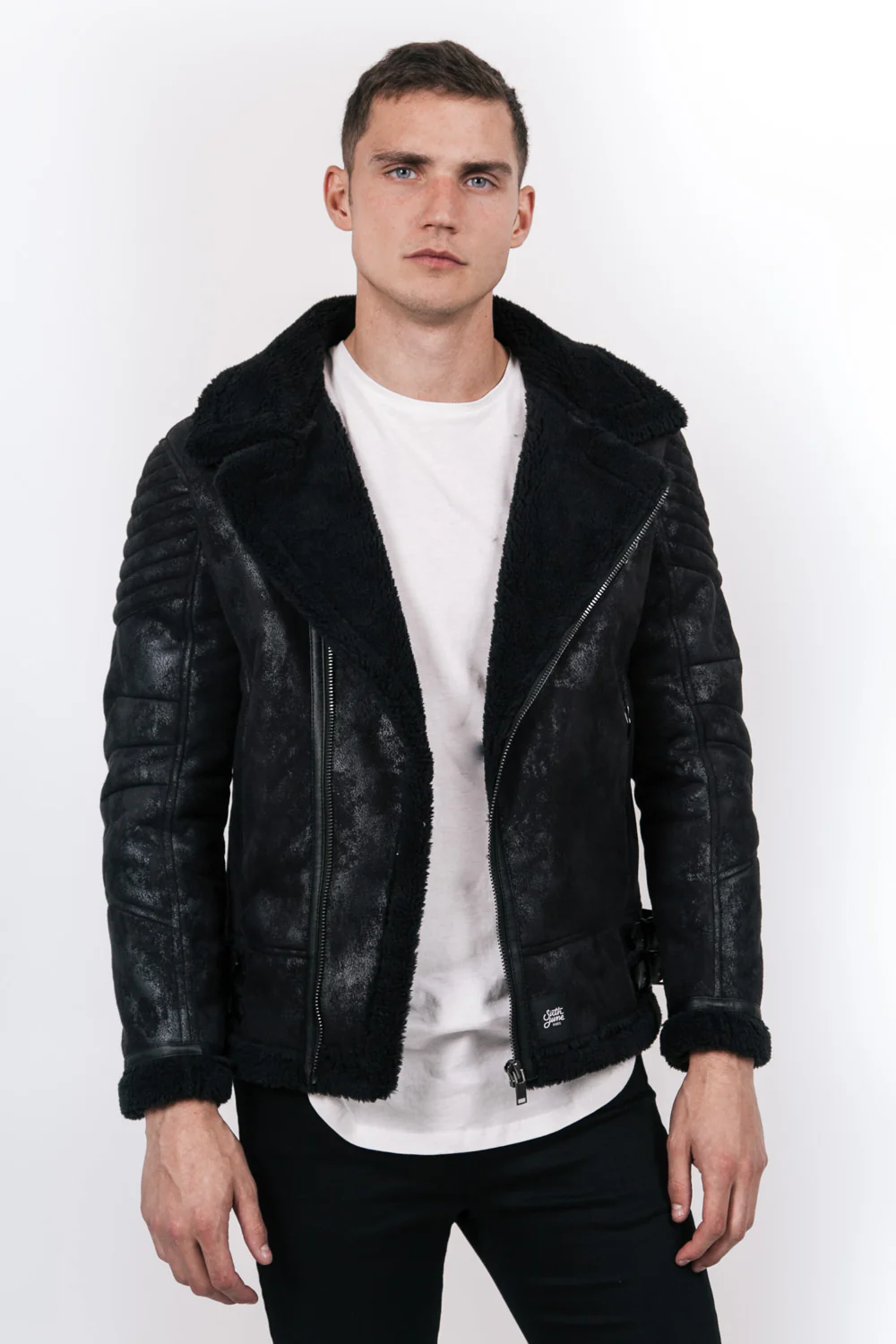 Veste aviateur sherpa noir