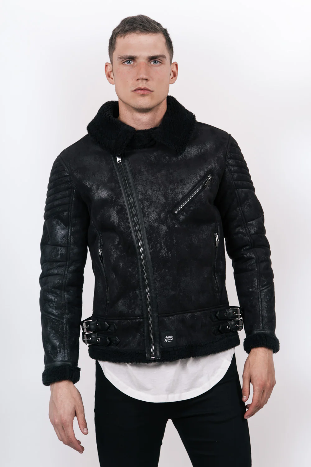 Veste aviateur sherpa noir - Image 2
