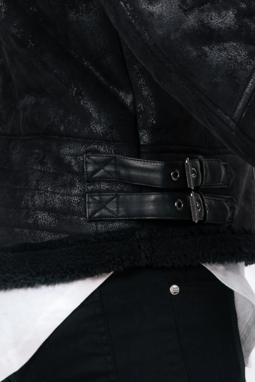 Veste aviateur sherpa noir - Image 5