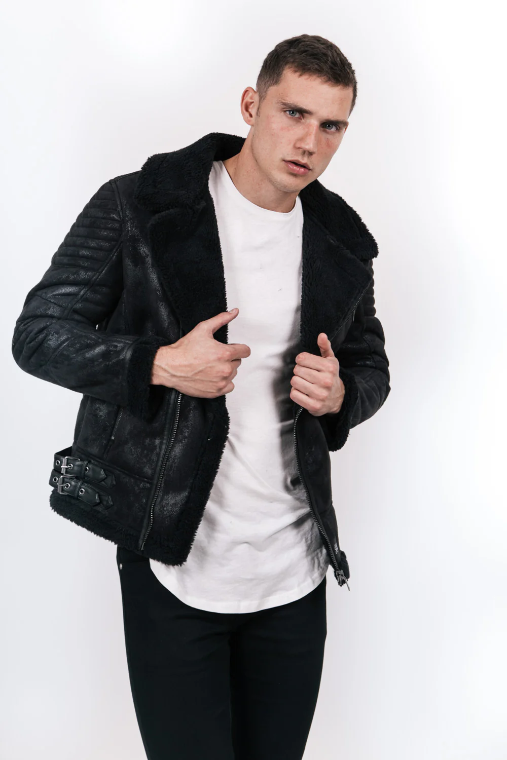 Veste aviateur sherpa noir - Image 6