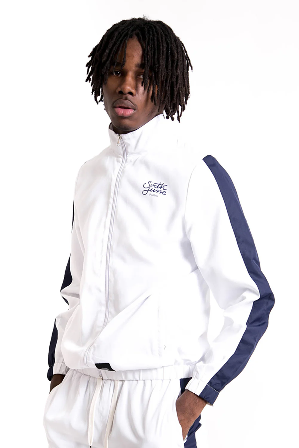 Veste bandes logo blanc bleu - Image 2