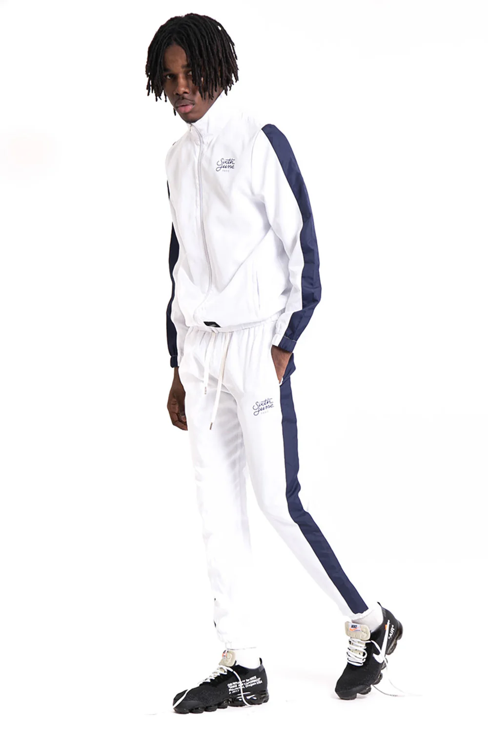 Veste bandes logo blanc bleu - Image 5