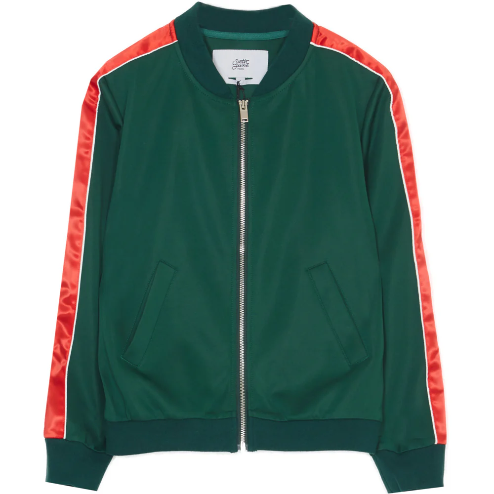 Veste bandes satin Parisiennes vert - Image 6