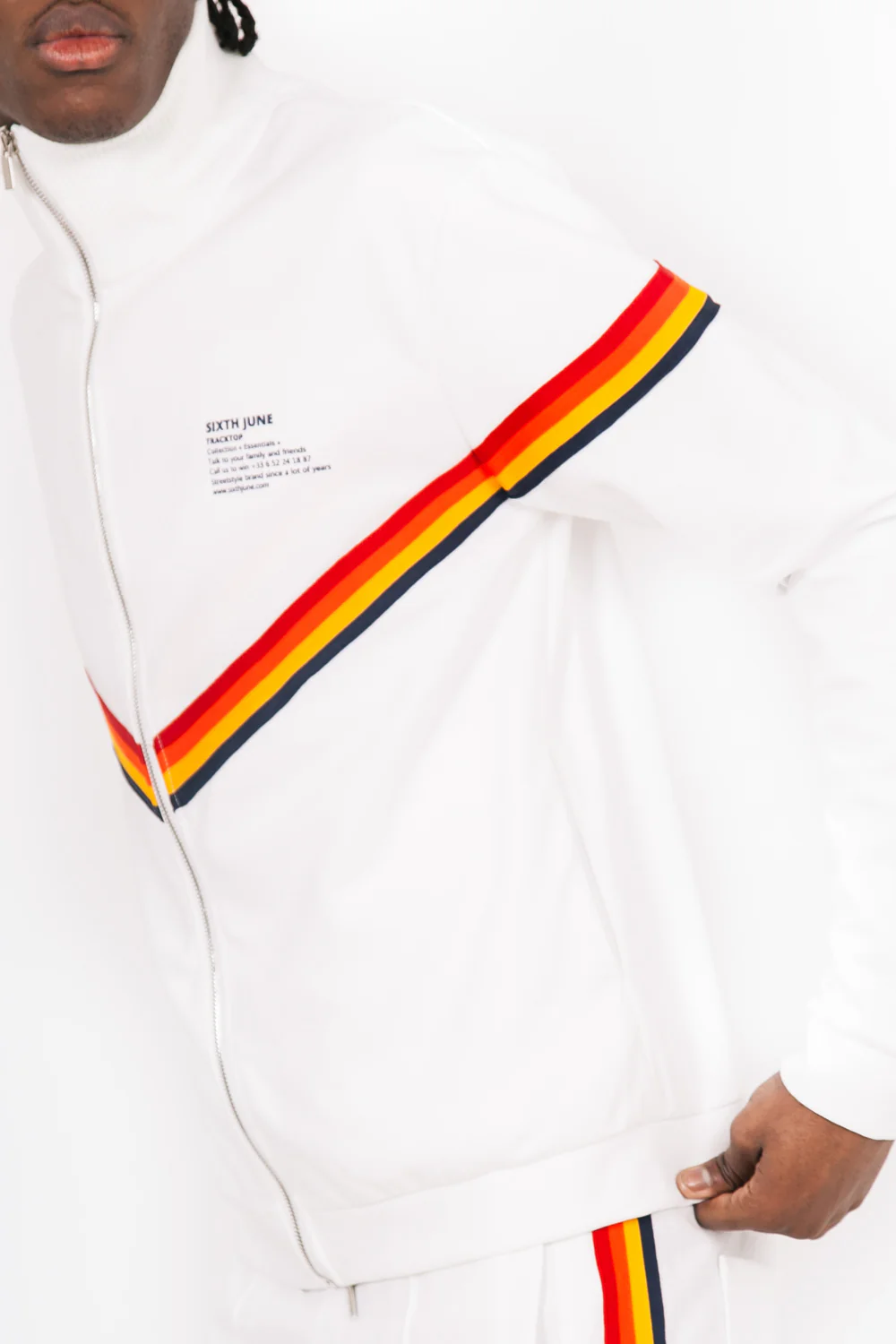 Veste bandes V 4 couleurs blanc - Image 3