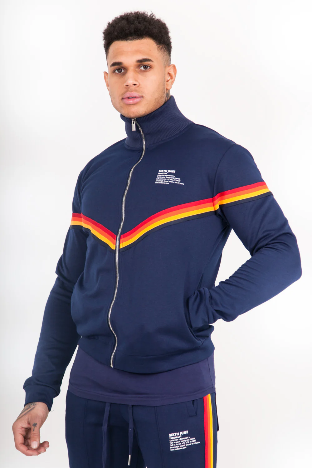 Veste bandes V 4 couleurs bleu - Image 2