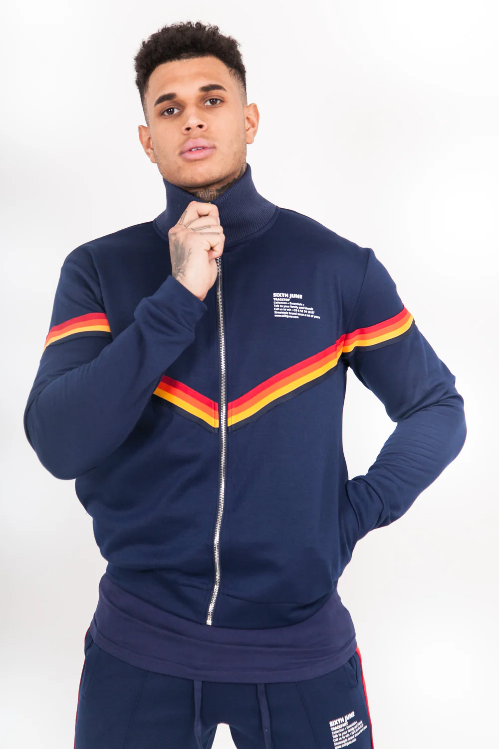 Veste bandes V 4 couleurs bleu - Image 3