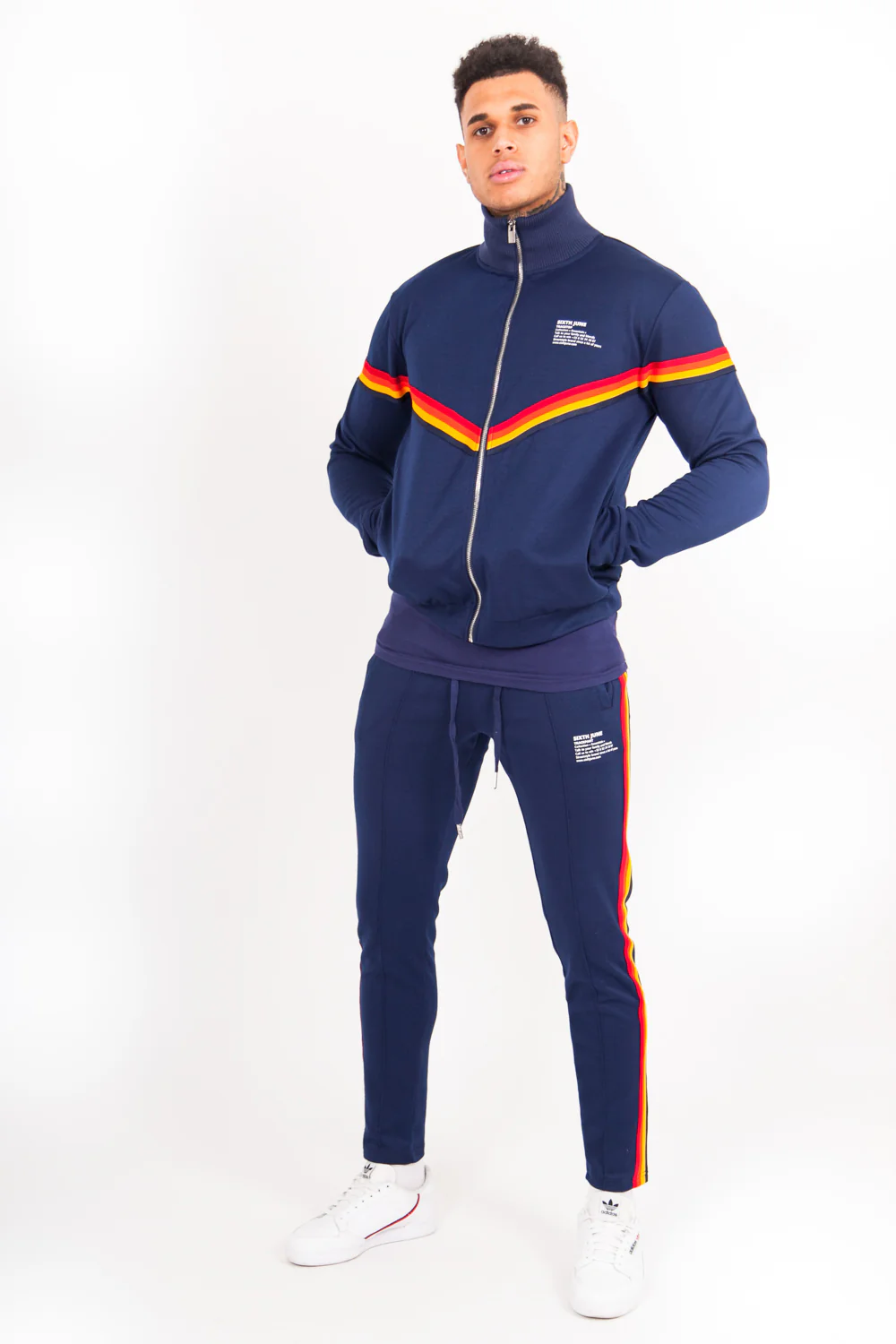 Veste bandes V 4 couleurs bleu - Image 5